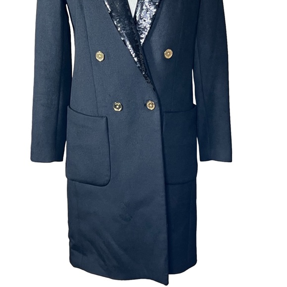 MICHAEL Michael Kors Wool Blend Black Double Breasted Coat w/Sequin Coll… - Picture 3 of 16